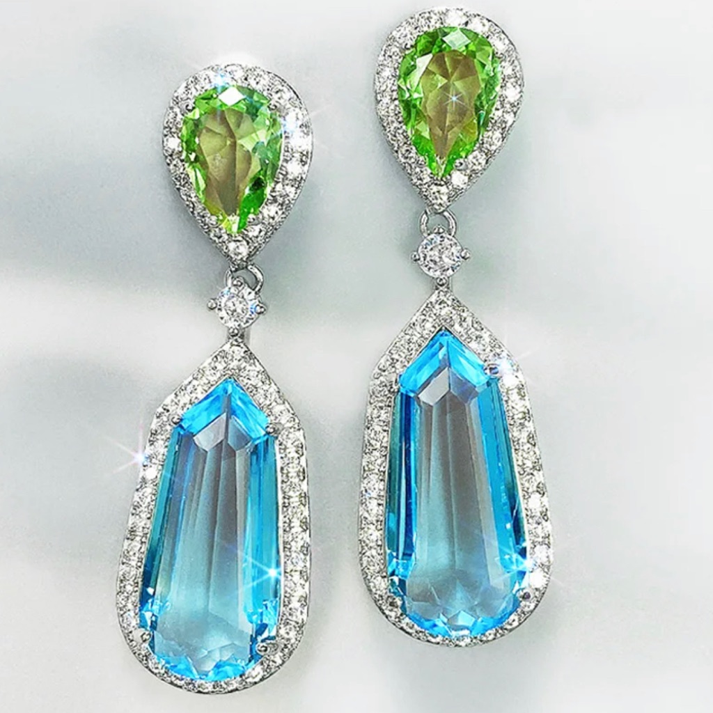 Blue Crystal Dangle Earrings 58$